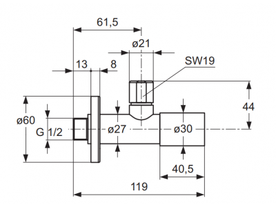 IDEAL STANDARD rohový ventil, 1/2"x3/8", A2129AA