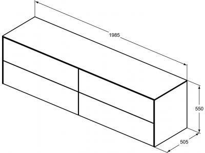 CONCA Umývadlová skrinka 200 cm s hornou doskou, šírka 50 cm,  T4326Y1
