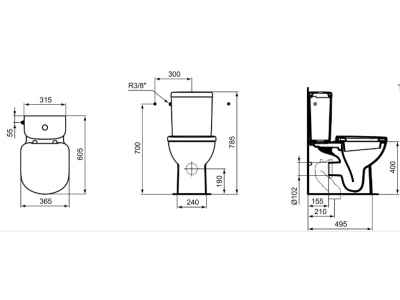 Tempo WC kombi nádrž 4,5/2,5l, bočné napustenie, T427401