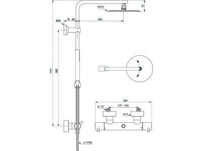 CERATHERM T125 Sprchový systém s termostatickou batériou, A7589XG