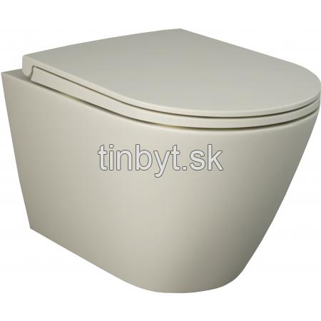 PACK, RAK FEELING RIMLESS WC závesné matná greige 52x36 cm,  + WC sedadlo Slow-closing, PA0032.505