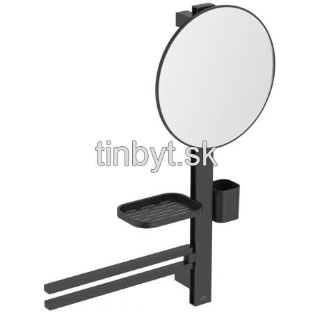 ALU+ Beauty Bar M, tyč s príslušenstvom 70 cm a zrkadlom 32 cm, Hodvábne čierná, BD588XG