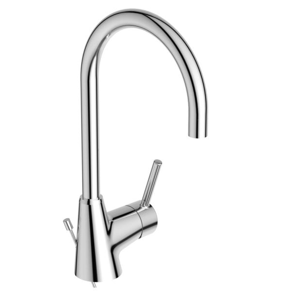 Ceraline umývadlová batéria s otočným vývodom s odpadovou garnitúrou a flexibilnými hadicami, BC195