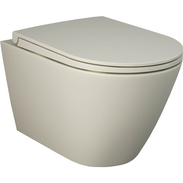 PACK, RAK FEELING RIMLESS WC závesné matná greige 52x36 cm,  + WC sedadlo Slow-closing, PA0032.505, RST23505A, RSTSC3901505A
