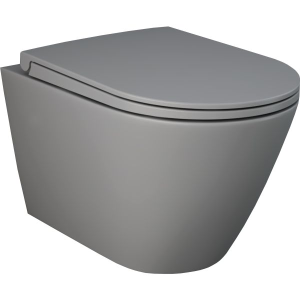 PACK, RAK FEELINF RIMLESS WC závesné matná grey 52x36 cm,  + WC sedadlo Slow-closing, PA0032.503, RST23503A, RSTSC3901503A