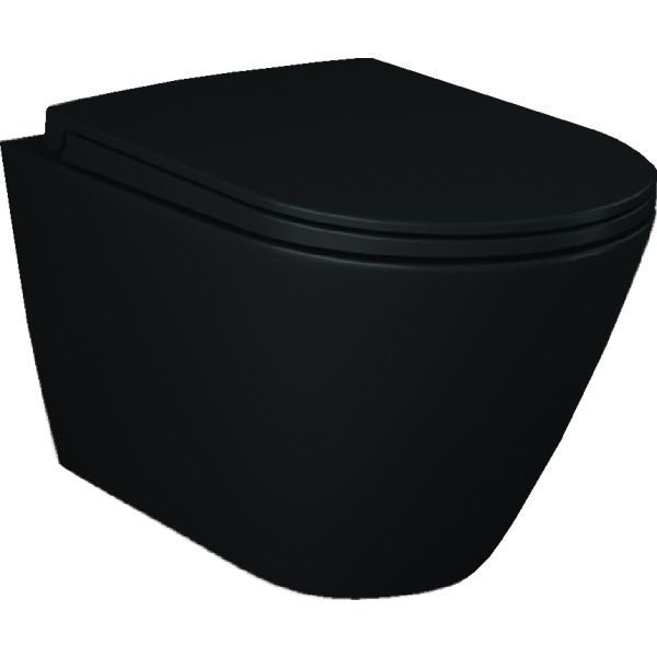 PACK, RAK FEELING RIMLESS WC závesné matná black 52x36 cm,  + WC sedadlo Slow-closing, PA0032.504, RST23504A, RSTSC3901504A
