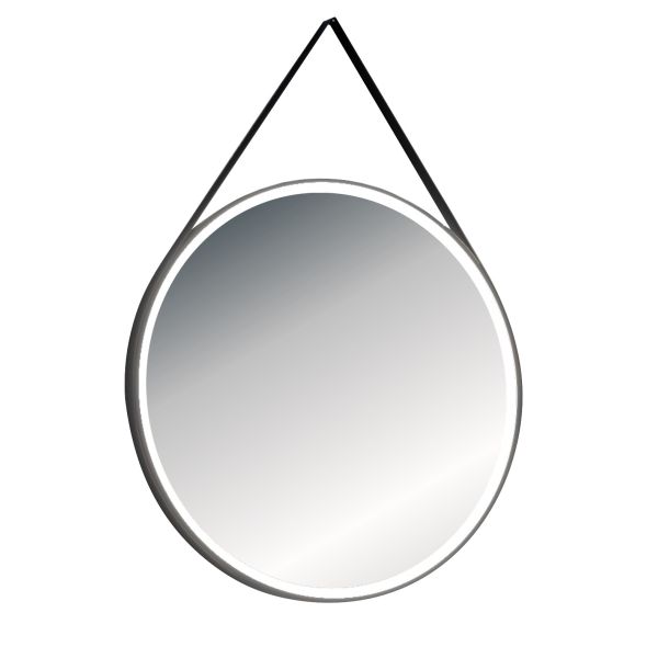 ZRKADLO Kruhové ø75 cm, s osvetlením, koža, G75