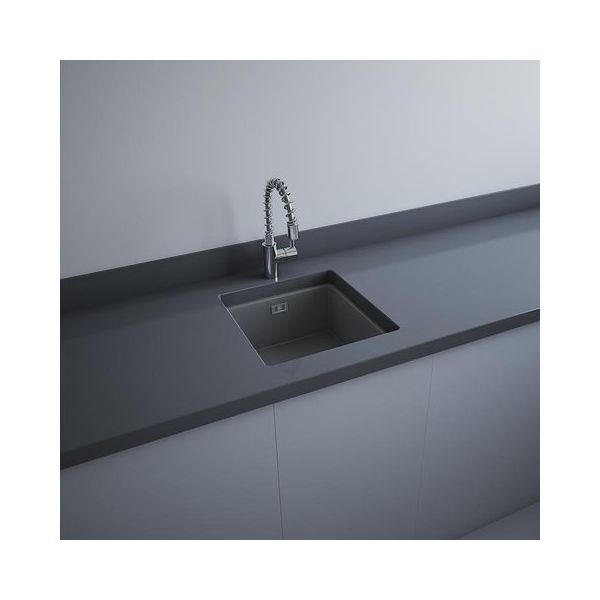 RAK DREAM3 keramický kuchynský drez pod dosku, farba matná grey, 45x47,5 cm, DRM3.503