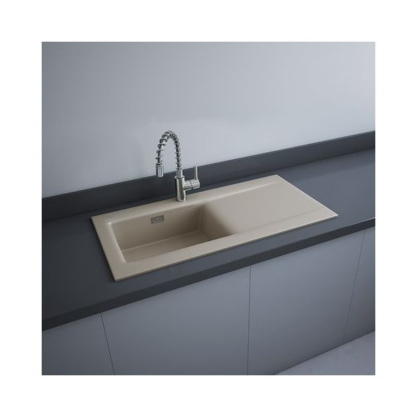 RAK DREAM2, Drez keramický, odkladacia plocha vpravo, otvor pre batériu, mat . Greige, DRM2R.505