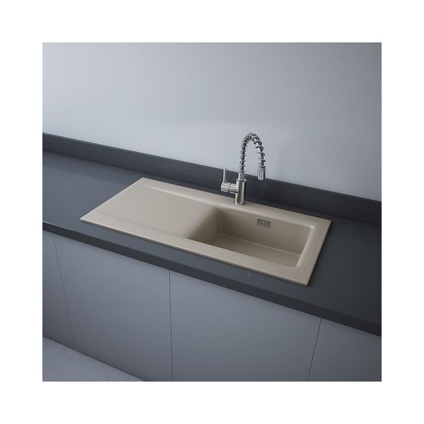 RAK DREAM2, Drez keramický, odkladacia plocha vľavo, otvor pre batériu, mat . Greige, DRM2L.505