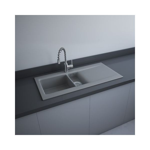 RAK DREAM1 Dvojdrez keramický, odkladacia plocha vpravo, otvor pre batériu, matt grey, DRM1R.503