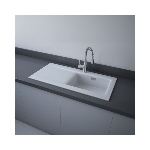 RAK DREAM2, Drez keramický, odkladacia plocha vľavo, otvor pre batériu, mat white, DRM2L.500