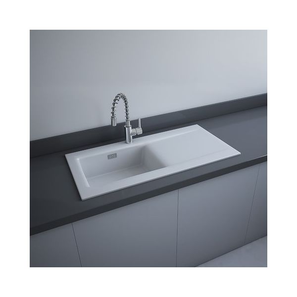 RAK DREAM, Drez keramický, odkladacia plocha vpravo, otvor pre batériu, mat . white, DRM2R.500