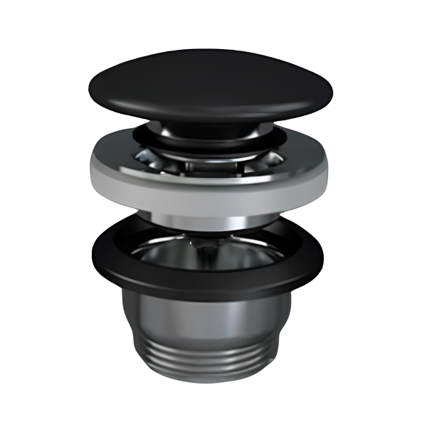 FEELING Click-clack keramická uzatvárateľná odpadová garnitúra, MATT BLACK, DUO000.504