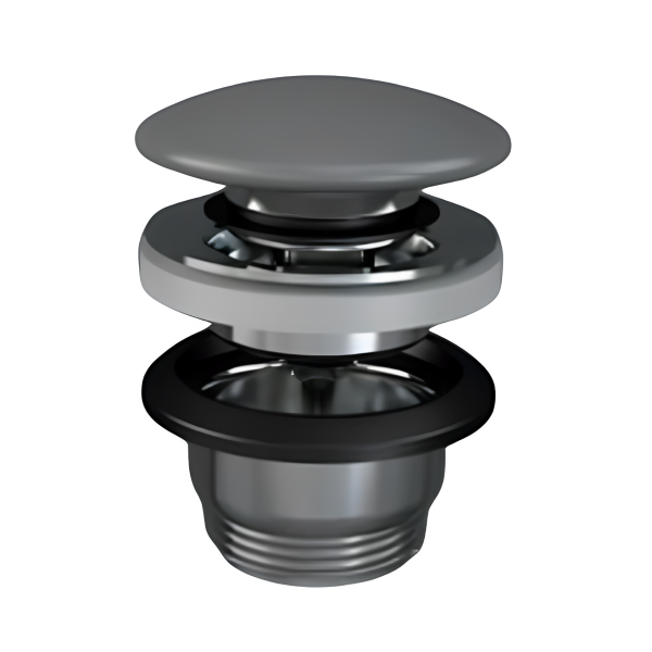 FEELING Click-clack keramická uzatvárateľná odpadová garnitúra, MATT GREY, DUO000.503