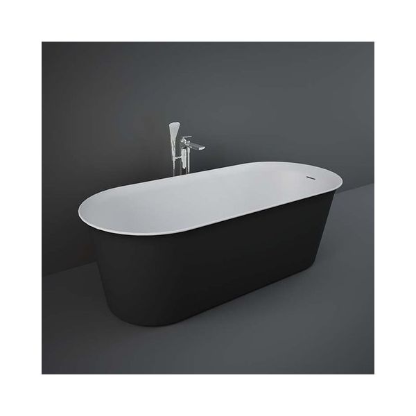 RAK VALET Voľne stojaca vaňa 170x75 cm, matná biela/matná black, VALBT17075.504