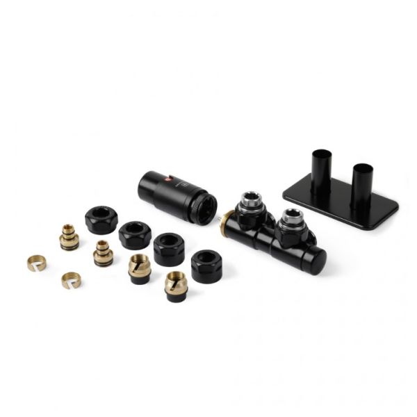 TERMA Termostatická sada ventilov S1t v čiernom prevedení, rozteč 50 mm, S1t.Č