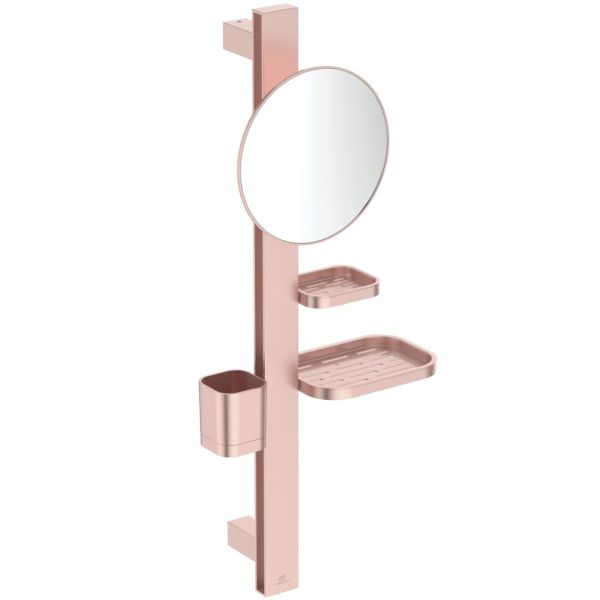 ALU+ Beauty Bar S, tyč s príslušenstvom 70 cm a zrkadlom kozmetické 20 cm, Rosé - Ružová , BD589RO