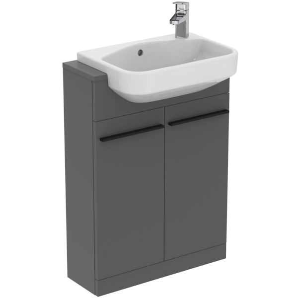 I.LIFE S Skrinka stojacia 2 dvierková pod polozápustné umývadlo 60 cm, farba matná sivý kremeň, T5298NG