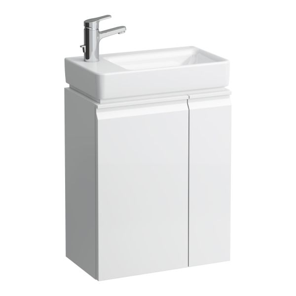 LAUFEN LAUFEN PRO S Umývadielko asymetrické ľavé H815955 so skrinkou, vr. sifónu a upevňovacie sady, 480x280x690 mm, Biela 463, H8629654631041