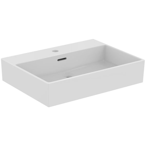 EXTRA Umývadlo 60x45 cm, s otvorom pre batériu, farba biela lesklá ideal plus, s prepadovým otvorom, T3727MA