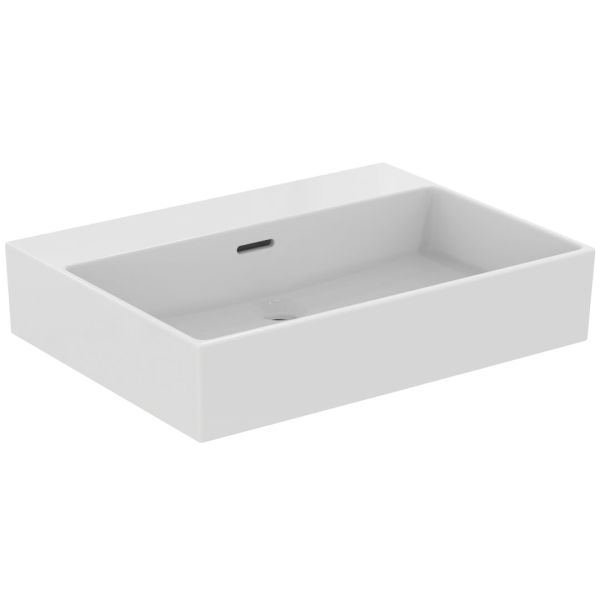 EXTRA Umývadlo 60x45 cm, bez otvoru pre batériu, farba biela lesklá ideal plus, s prepadovým otvorom, T3888MA