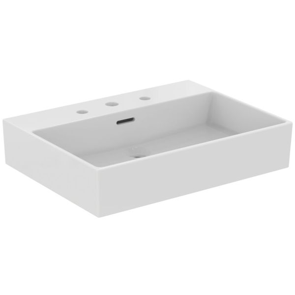 EXTRA Umývadlo 60x45 cm, s 3 otvormi pre batériu, farba biela lesklá ideal plus, s prepadovým otvorom, T3887MA
