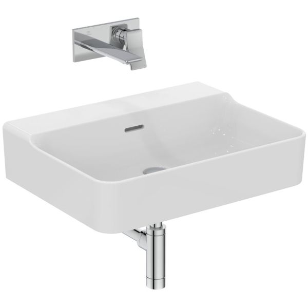 CONCA Umývadlo 60x45 cm, bez otvoru pre batériu, farba biela lesklá, s prepadovým otvorom, T378901