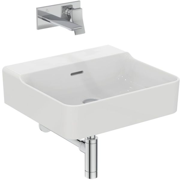 CONCA Umývadlo 50x45 cm, bez otvoru pre batériu, farba biela lesklá, s prepadovým otvorom, T378401