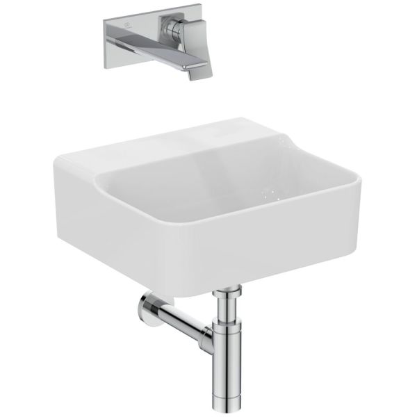 CONCA Umývadielko 40x35 cm, bez otvoru pre batériu, farba biela lesklá, bez prepadového otvoru, brúsená spodná hrana,T387901