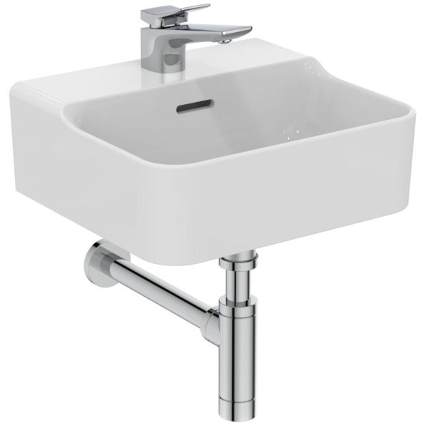 CONCA Umývadielko 40x35 cm, s otvorom pre batériu, farba biela lesklá, s prepadovým otvorom, T3695MA