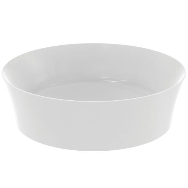 IPALYSS Umývadlo na dosku kruhové Ø40 cm bez prepadu, bez otvoru pre batériu, farba biela matná, E1398V1