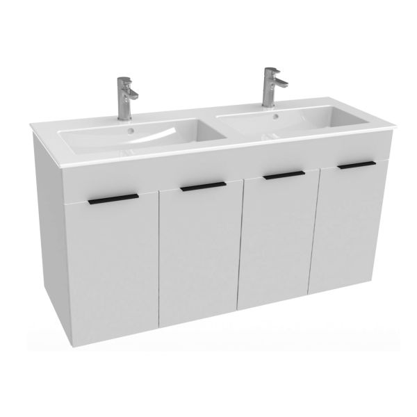 JIKA CUBE Skrinka, vr. umývadla 1200x430 mm, 4 dvere, 1160x422x607 mm, Biela, H4536611763001