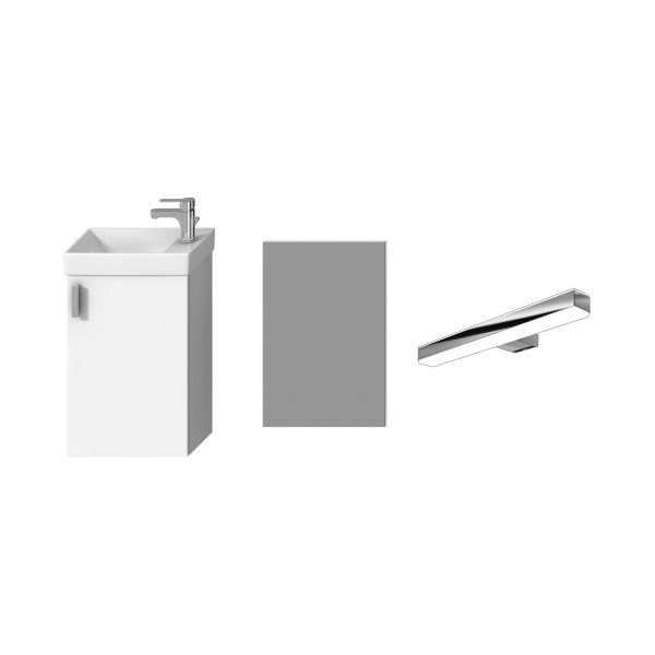 JIKA PETIT Skrinka, 1 dvere ľavé/pravé, vr. umývadlá, zrkadlo s osvetlením, pack 1+3, 386x221x585 mm, Biela, H45J5141753001