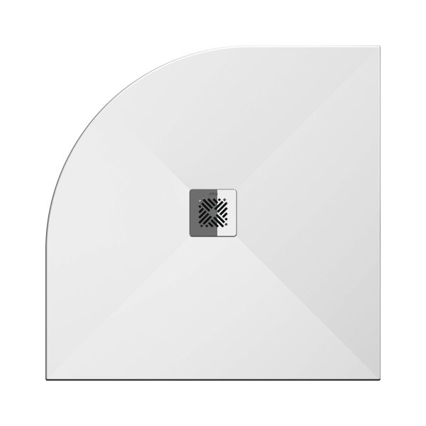 JIKA PADANA Sprchová vanička, štvrťkruhová, liaty mramor, textúra bridlice, biela matná, vr. nerez krytky sifónu, 800x800x27 mm, Biela, H213930R100001