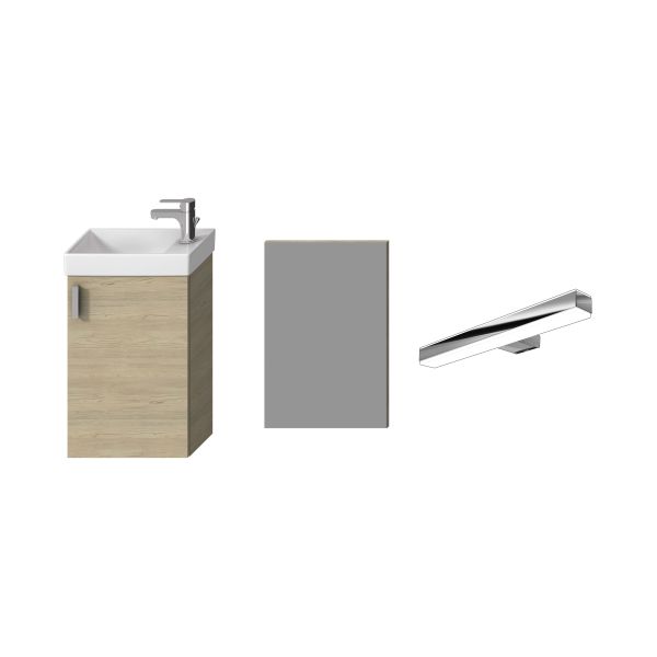 JIKA PETIT Skrinka, 1 dvere ľavé/pravé, vr. umývadlá, zrkadlo s osvetlením, pack 1+3, 386x221x585 mm, Jaseň, H45J5141755141