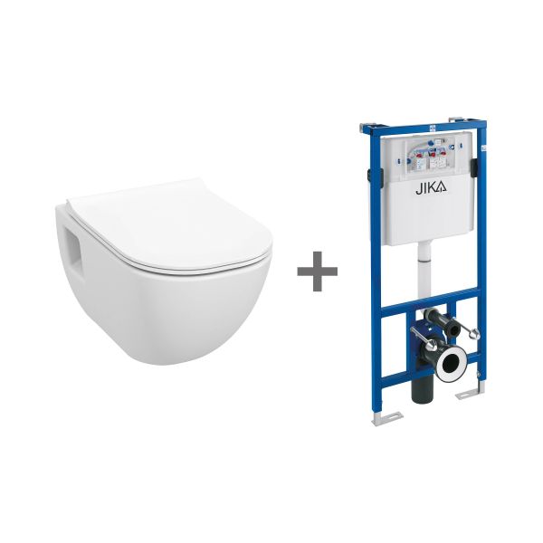 JIKA MIO-N Set: Závesné WC Mio-N Rimless s viditeľným uchytením + podomietkový modul, 530x360x430 mm, Biela, H6007160000002