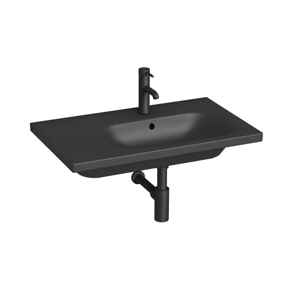 JIKA MIO-N Asymetrické umývadlo, odkladacia plocha vľavo, 750x450x150 mm, Čierna matná, H8117117161041