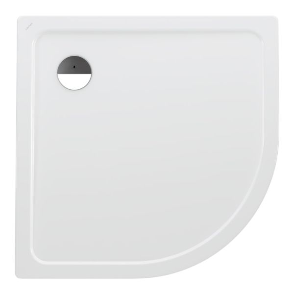 LAUFEN PLATINA Oceľová sprchová vanička štvrťkruh, rádius 550mm, s protihlukovými podložkami, 1000x1000x25 mm, Biela matná 757, H2150097570401