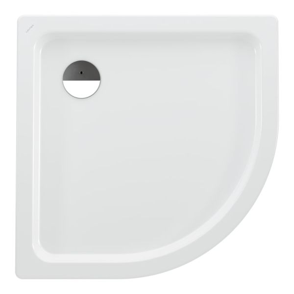 LAUFEN PLATINA Oceľová sprchová vanička štvrťkruh, rádius 550mm, 900x900x65 mm, Biela / protišmyková 600, H2150186000401