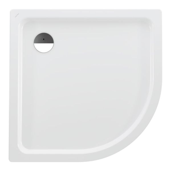 LAUFEN PLATINA Oceľová sprchová vanička štvrťkruh, rádius 550mm, s protihlukovými podložkami, 1000x1000x65 mm, Biela / protišmyková 600, H2150196000401