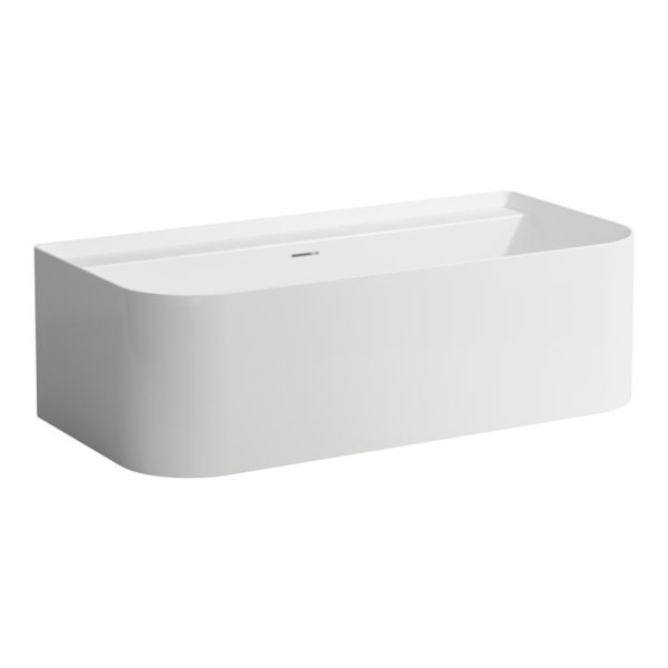 LAUFEN SONAR Vaňa, ku stene (D - tvar), solid surface, vrátane click-clak odpadovej a prepadovej krytky, 1600x815x535 mm, H2203470000361