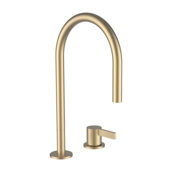 LAUFEN Kartell LAUFEN Umývadlová dvojotvorová stojančeková batéria, otočný výtok 166 mm, prietok 5,3 l/min, bez automatického výpustu, PVD Svetlozlatá matná 083, H3113320832201