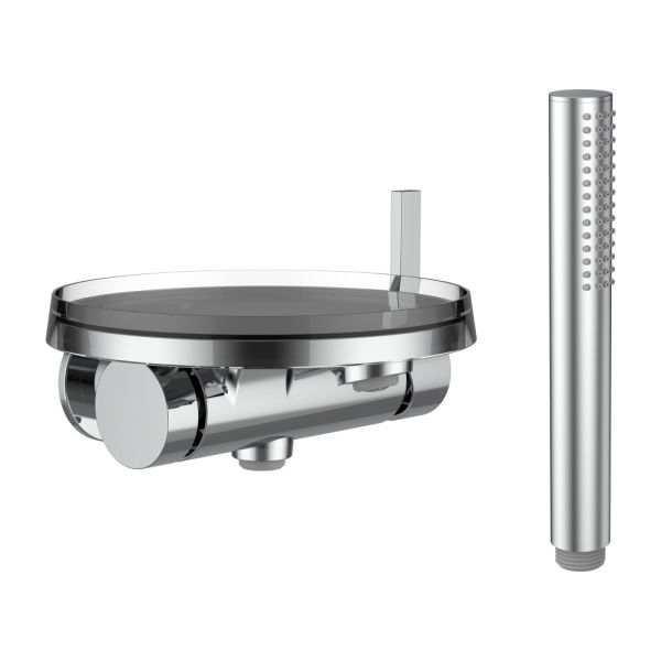 LAUFEN Kartell LAUFEN Vaňová batéria pre Simibox 1-Point podomietkové teleso, pevný výtok 170mm, s diskom, kartuša Ecototal, sprchová hadica 1800mm a ručná sprcha TwinStick, Chróm 004, H3213390041411