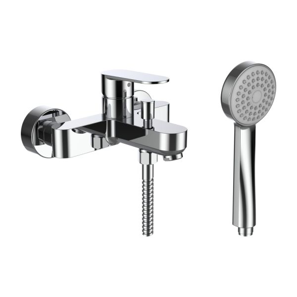 LAUFEN NEJA Vaňová nástenná páková batéria, s ručnou sprchou 80 mm, 1 funkcia a syntetickou sprchovou hadicou 1600 mm, Chróm 004, H3215170041311