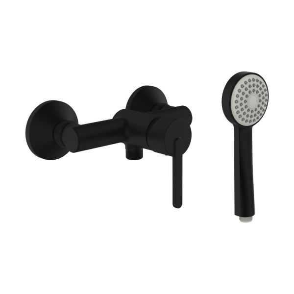 LAUFEN LUA Sprchová nástenná páková batéria, s ručnou sprchou 80 mm, 1 funkcia a syntetickou sprchovou hadicou 1600 mm, PVD Titán čierný matný 081, H3310810811311