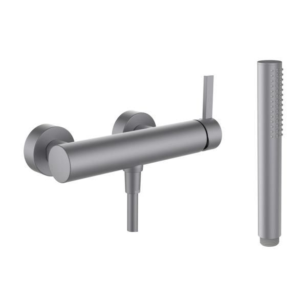 LAUFEN Kartell LAUFEN Sprchová batéria 150 mm kompletná s pripojovacími excentrami, syntetickou sprchovou hadicou 1800 mm a dvojitým držadlom ručnej sprchy, PVD kartáčovaná nerezová oceľ 090, H3313370901411