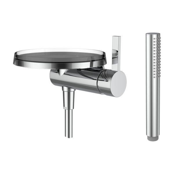 LAUFEN Kartell LAUFEN Sprchová batéria pre Simibox 1-Point podomietkové teleso, s diskom, kartuša Ecototal, sprchová hadica 1800 mm a ručná sprcha TwinStick, Chróm 004, H3313390041411