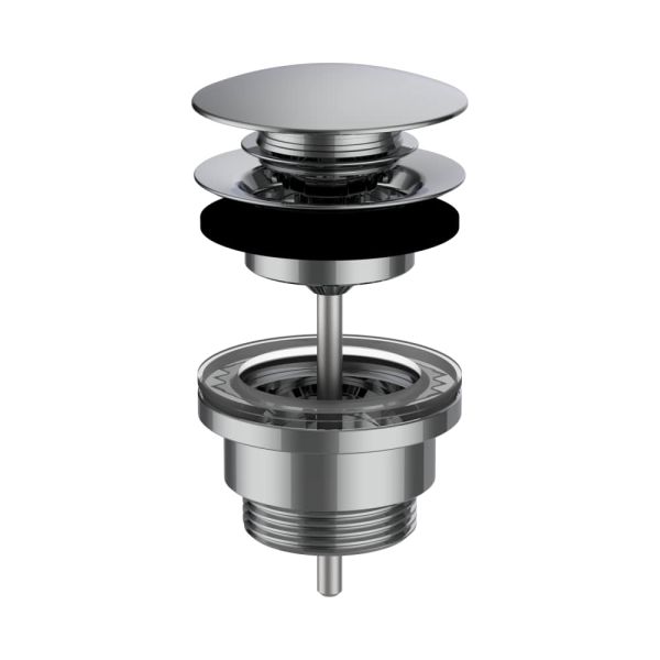 LAUFEN  Umyvadlová výpust, Click-clack s jedným otvorom pre batériu uprostred s prepadom, 63x63 mm, farba Chróm, H3709890041041