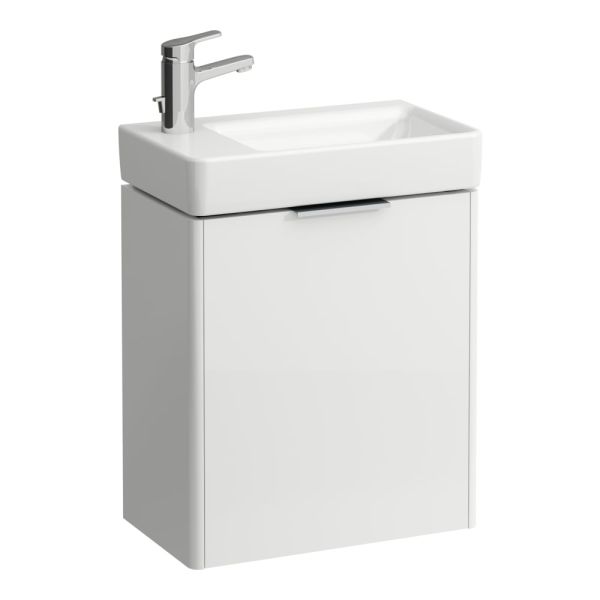 LAUFEN BASE Skrinka pod umývadlo, pánty dvierok vľavo, pre umývadlo H815955, 470x265x530 mm, Biela lesklá 261, H4021011102611